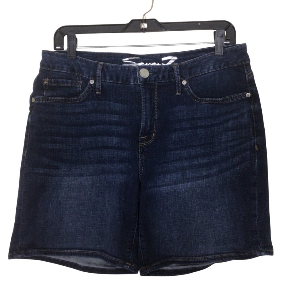 Seven7 Shorts Women’s 8 Blue Denim Dark Wash Jean Short Stretch Seven 7